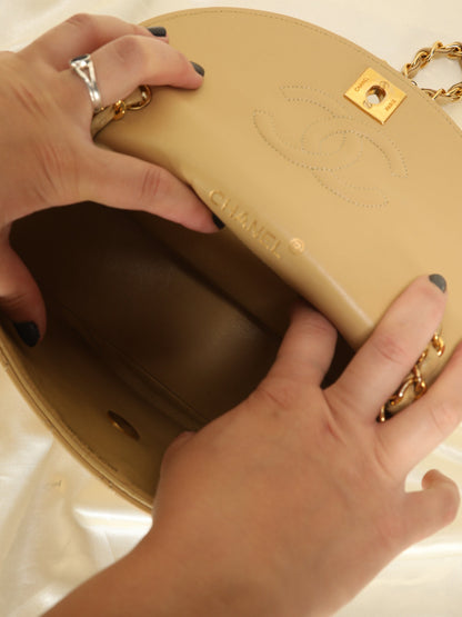 Chanel Round Beige Quilted Turnlock