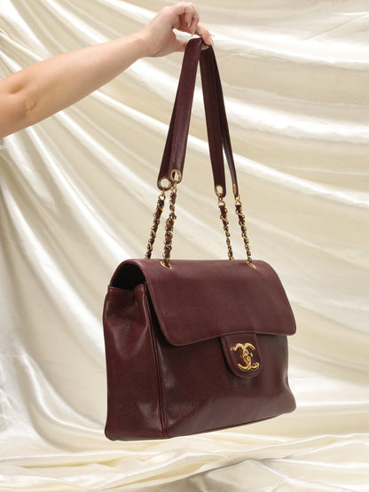 Extremely Rare Chanel Maxi Caviar Double-Sided Shoulder Bag