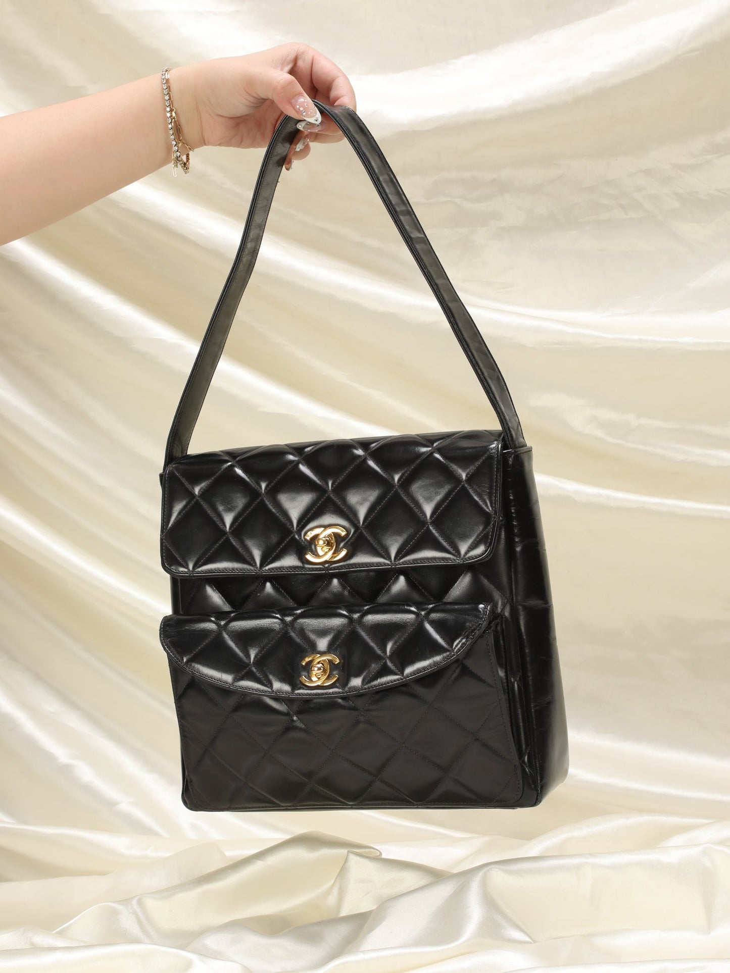 Chanel Patent Double Turnlock Flap Bag
