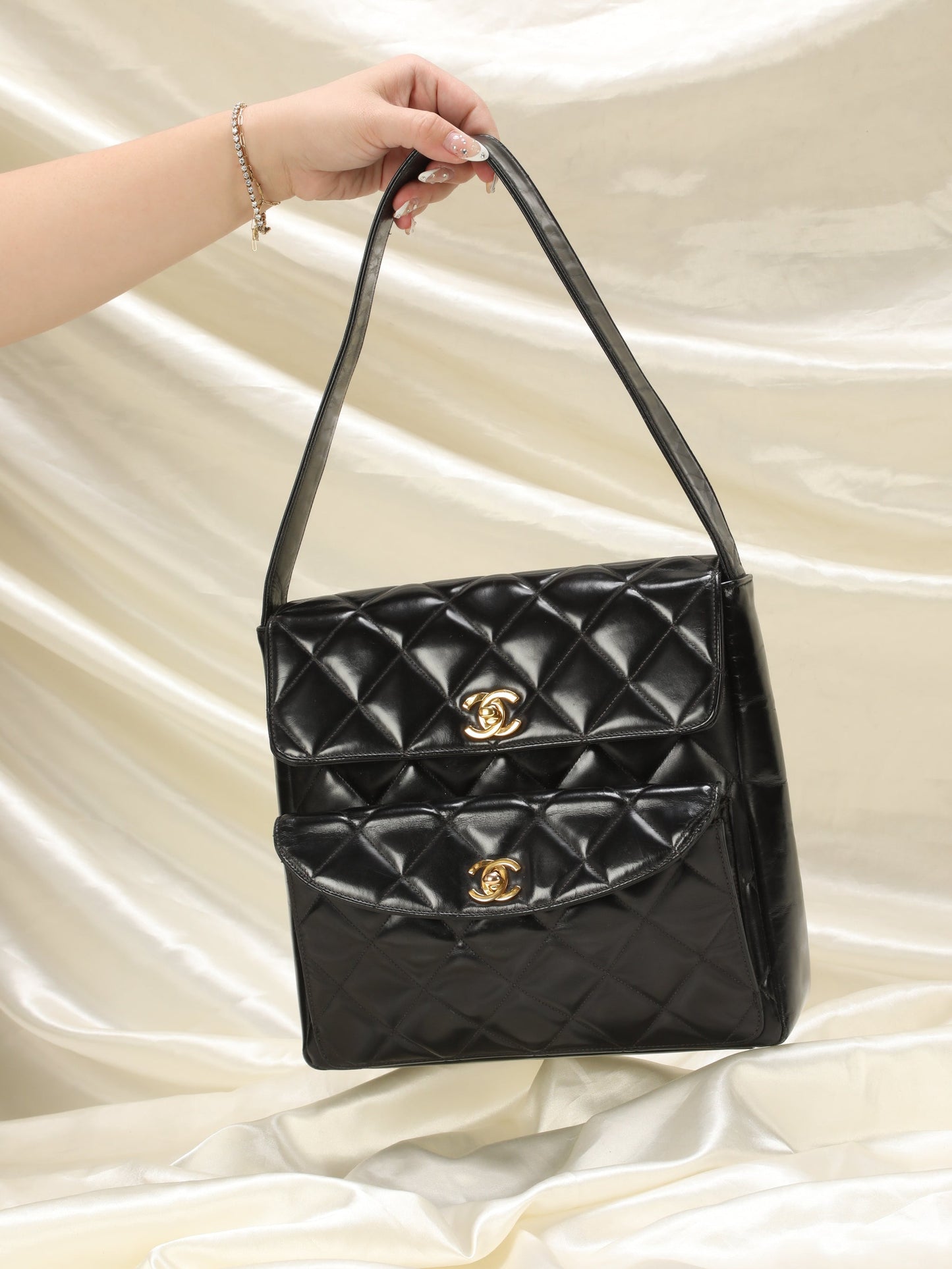 Chanel Patent Double Turnlock Flap Bag