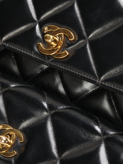 Chanel Patent Double Turnlock Flap Bag