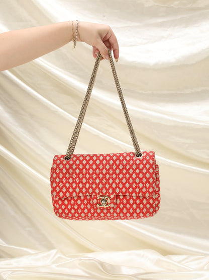 Chanel Red Tweed Double Flap Bag
