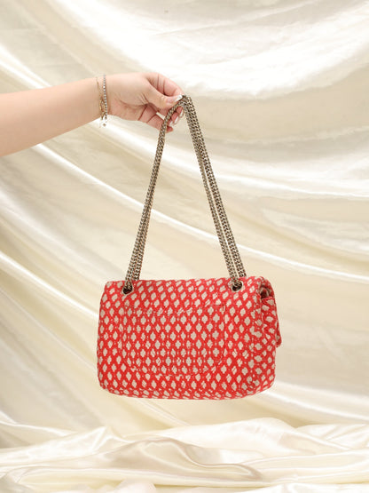 Chanel Red Tweed Double Flap Bag