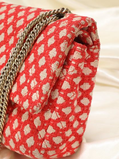 Chanel Red Tweed Double Flap Bag