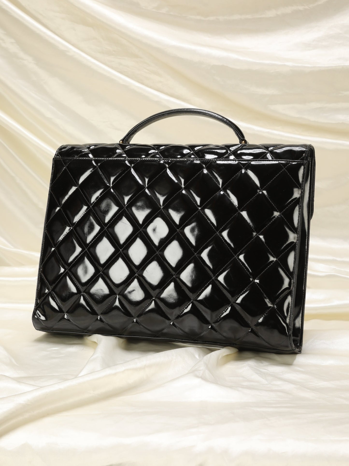 Chanel XL Logo Quilted Patent Top Handle
