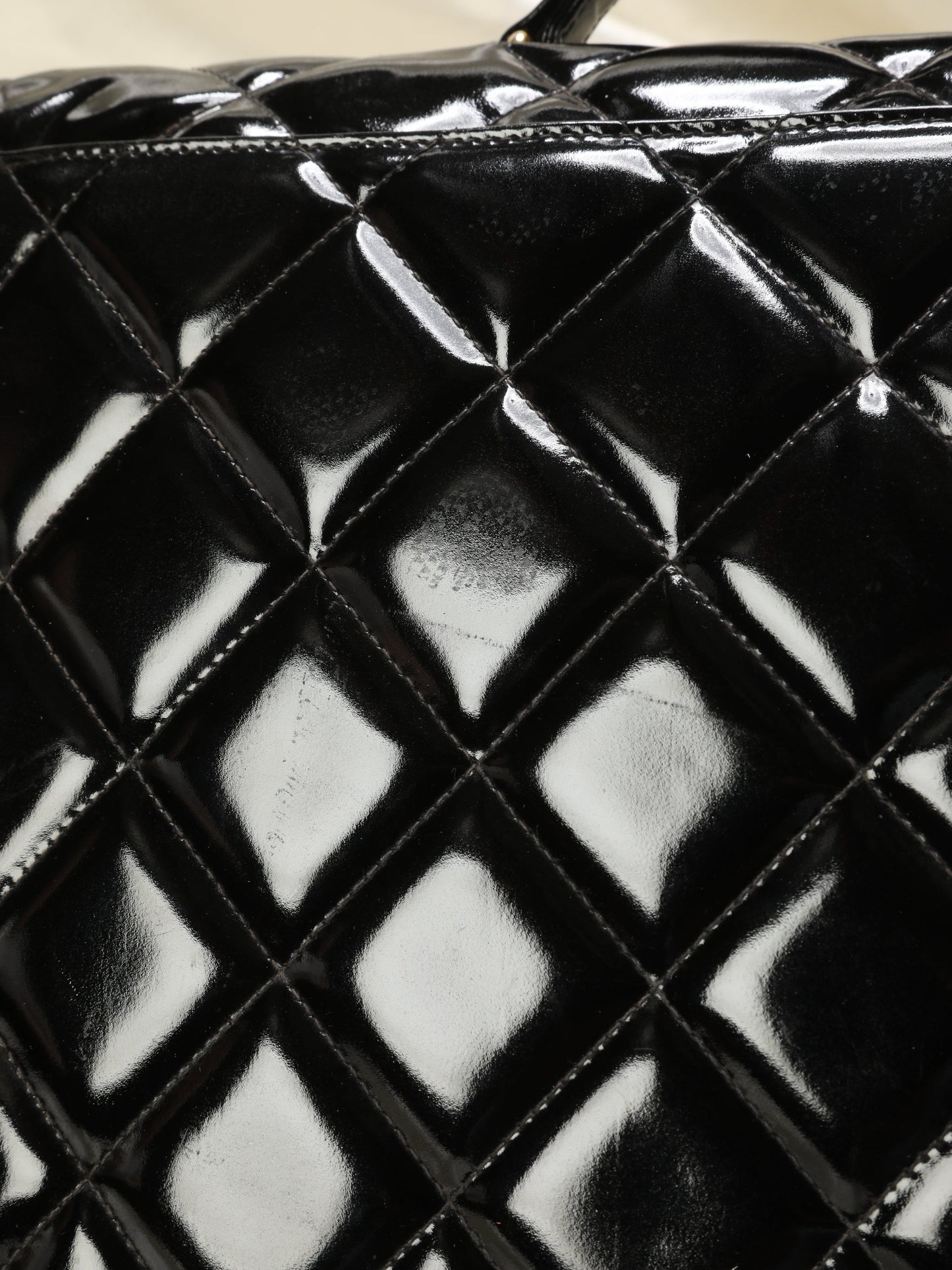 Chanel XL Logo Quilted Patent Top Handle