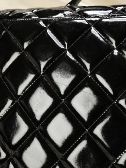 Chanel XL Logo Quilted Patent Top Handle