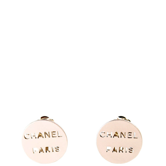 Chanel Paris Round Clip On Earrings