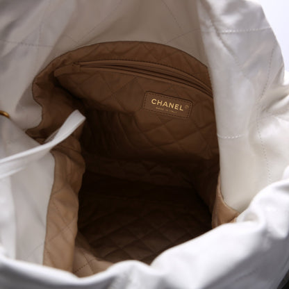 Chanel 22 Quilted Large Hobo White