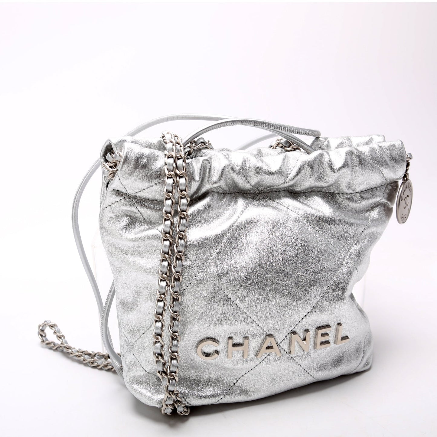 Chanel 22 Mini Metallic Calfskin RFID Silver
