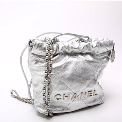 Chanel 22 Mini Metallic Calfskin RFID Silver