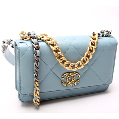 Chanel 19 WOC Quilted Lambskin 29M Blue