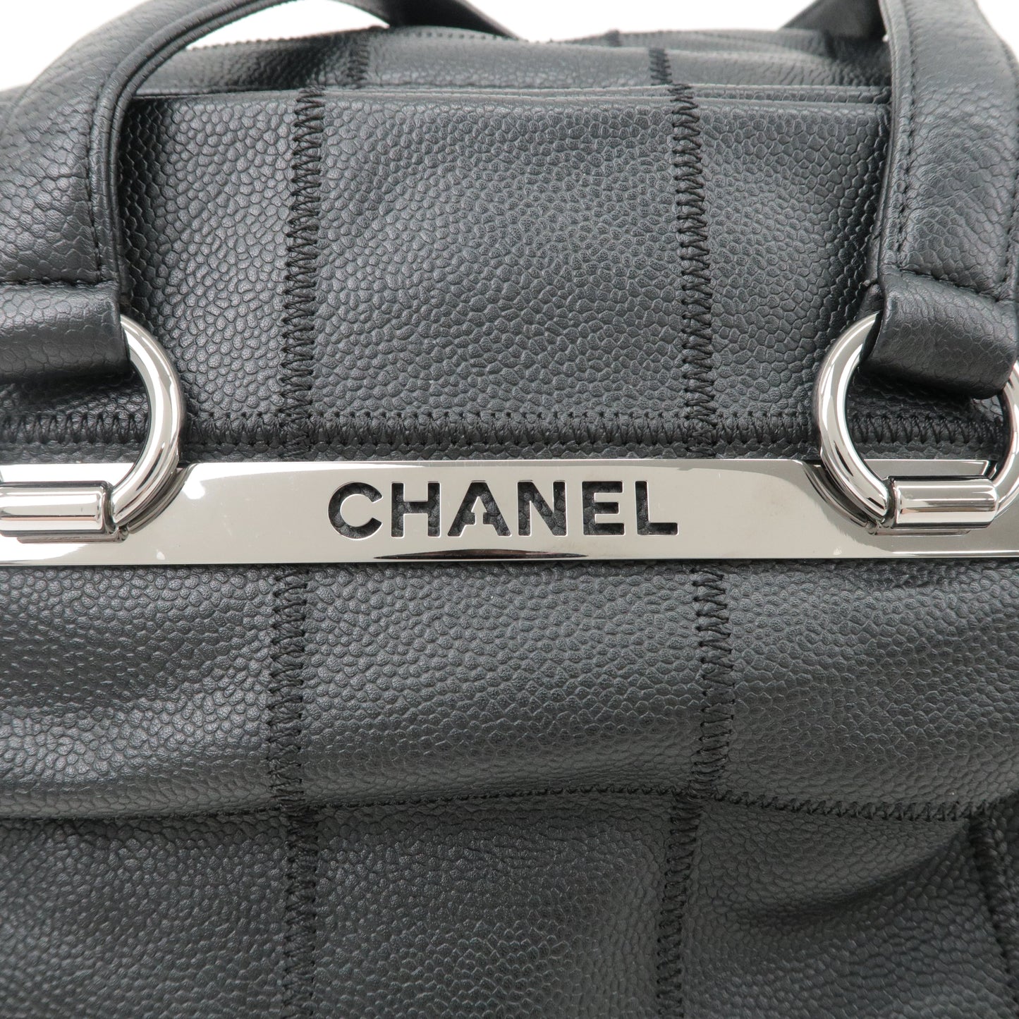 CHANEL Chocobar Caviar Skin Boston Bag Shoulder Bag Black