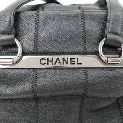 CHANEL Chocobar Caviar Skin Boston Bag Shoulder Bag Black
