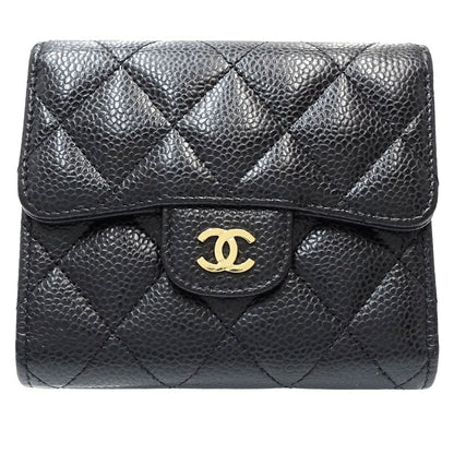 Chanel Caviar Skin Trifold Wallet Matelasse AP0231