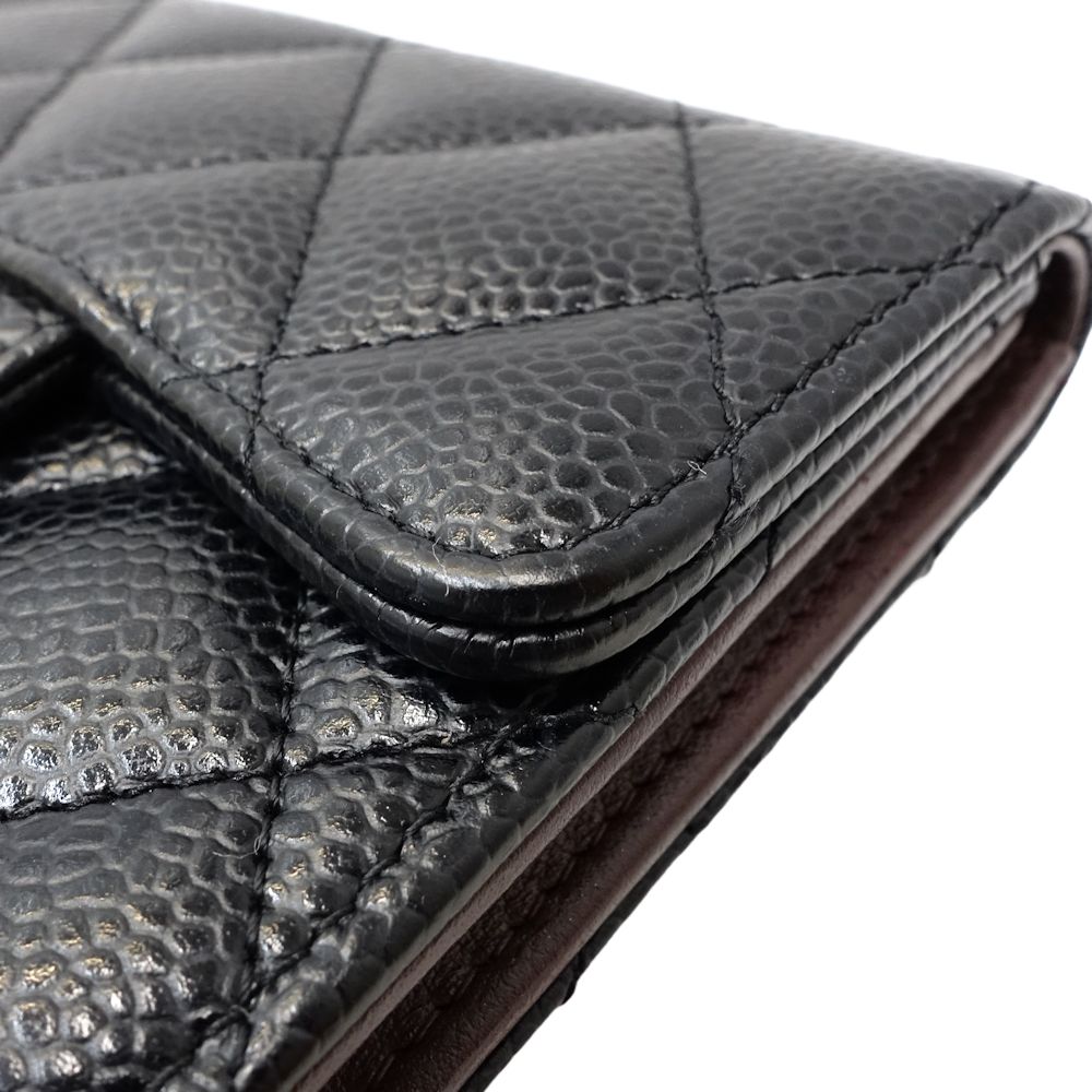 Chanel Caviar Skin Trifold Wallet Matelasse AP0231