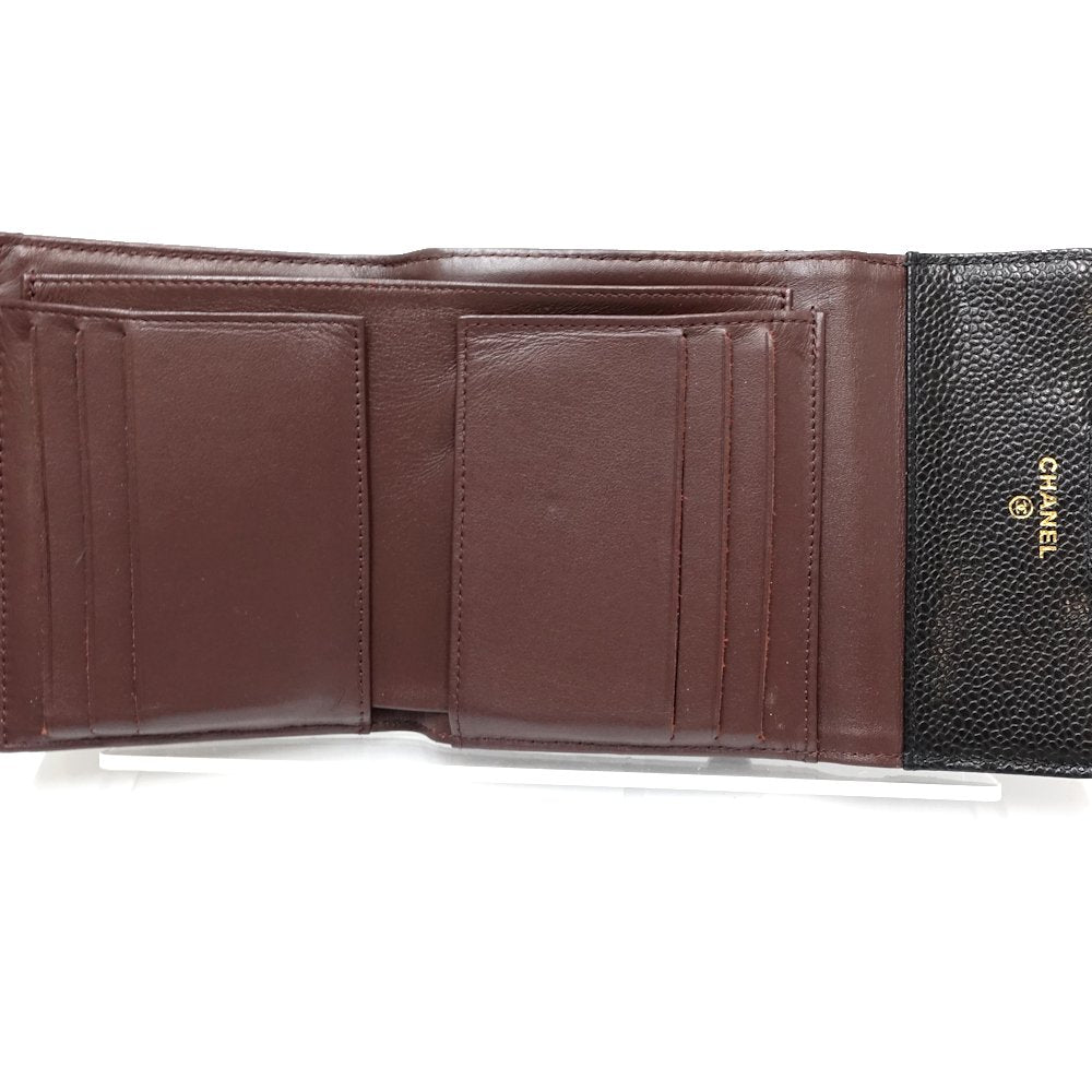 Chanel Caviar Skin Trifold Wallet Matelasse AP0231