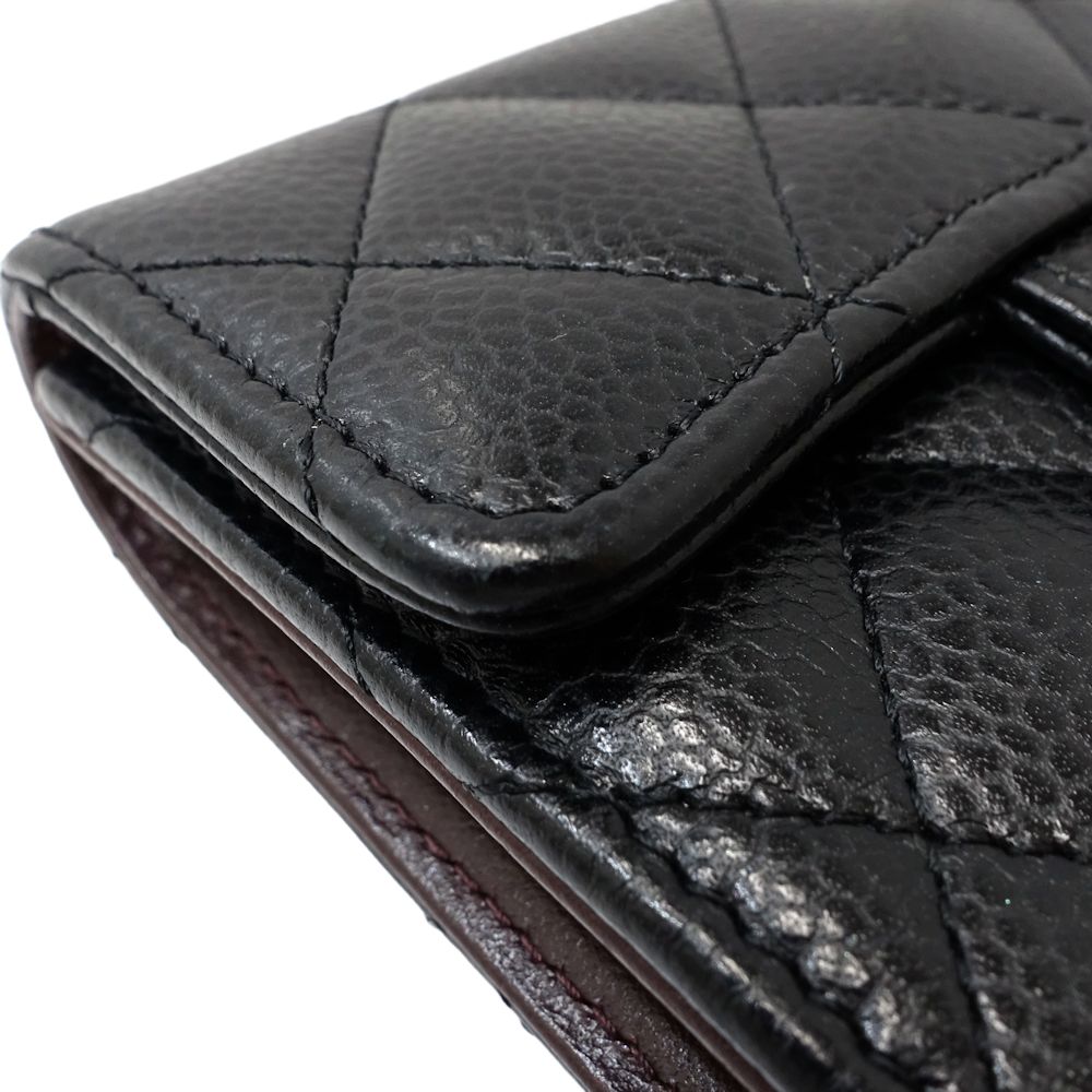 Chanel Caviar Skin Trifold Wallet Matelasse AP0231