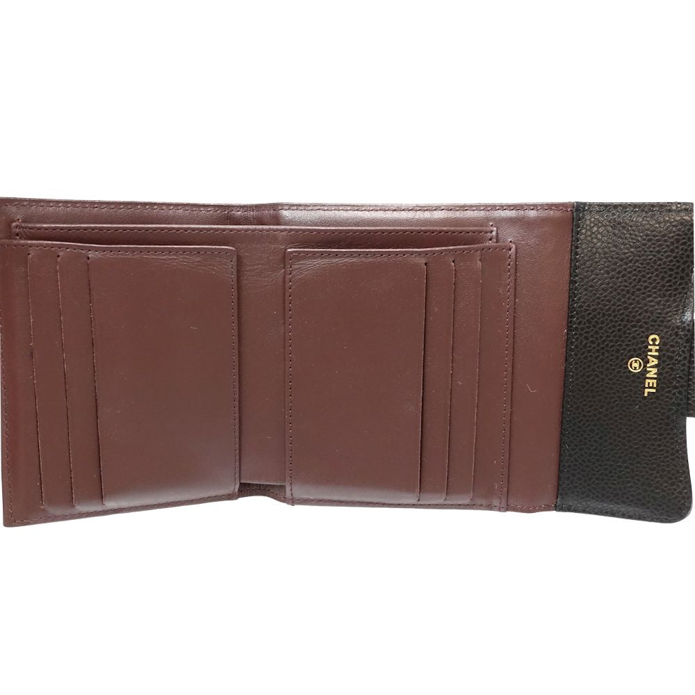 Chanel Caviar Skin Trifold Wallet Matelasse AP0231