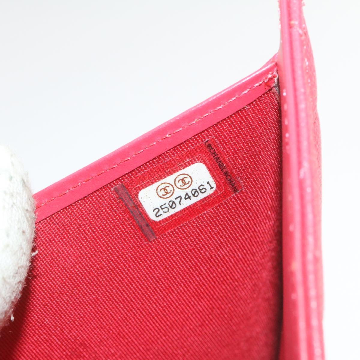 CHANEL Caviar Skin Matelasse Wallet Pink Red CC 18734SA