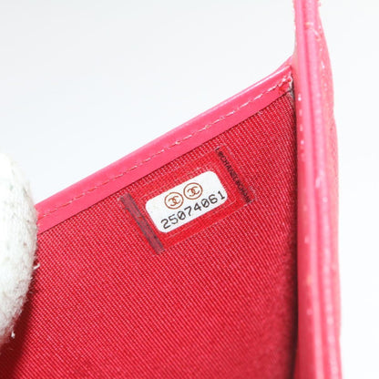 CHANEL Caviar Skin Matelasse Wallet Pink Red CC 18734SA