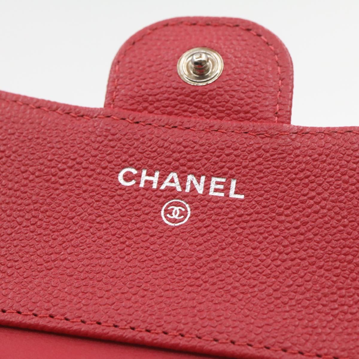 CHANEL Caviar Skin Matelasse Wallet Pink Red CC 18734SA