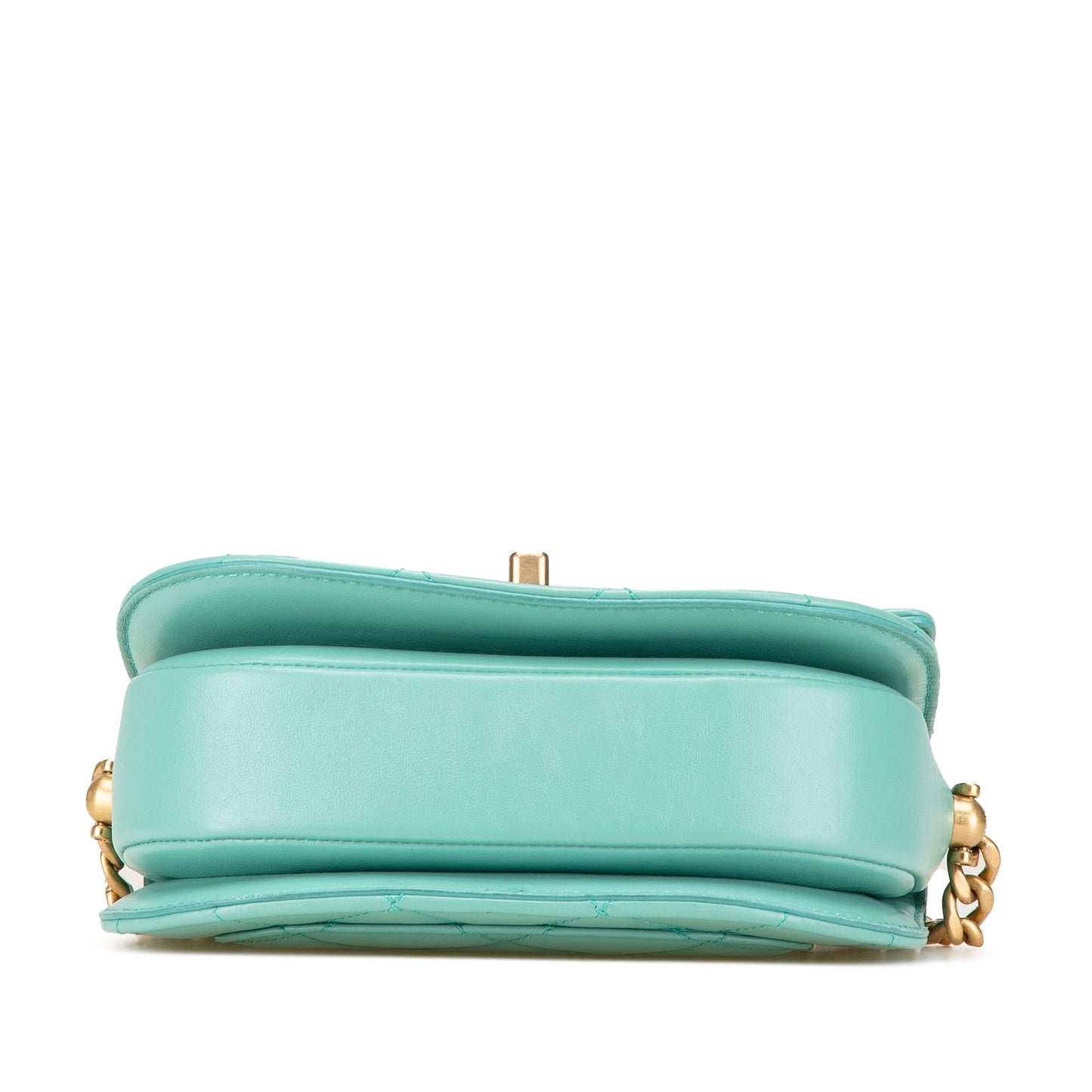 Blue Chanel Quilted Lambskin Round Moon Messenger Flap Crossbody Bag