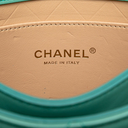 Blue Chanel Quilted Lambskin Round Moon Messenger Flap Crossbody Bag