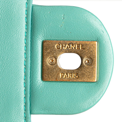 Blue Chanel Quilted Lambskin Round Moon Messenger Flap Crossbody Bag