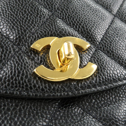 CHANEL Matelasse Caviar Skin Chain Tote Bag Shoulder Bag Black