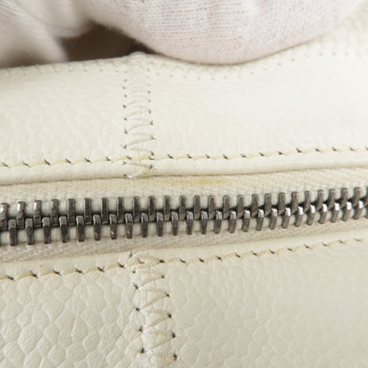 CHANEL Chocolate Bar Caviar Skin Mini Boston Bag White A26135