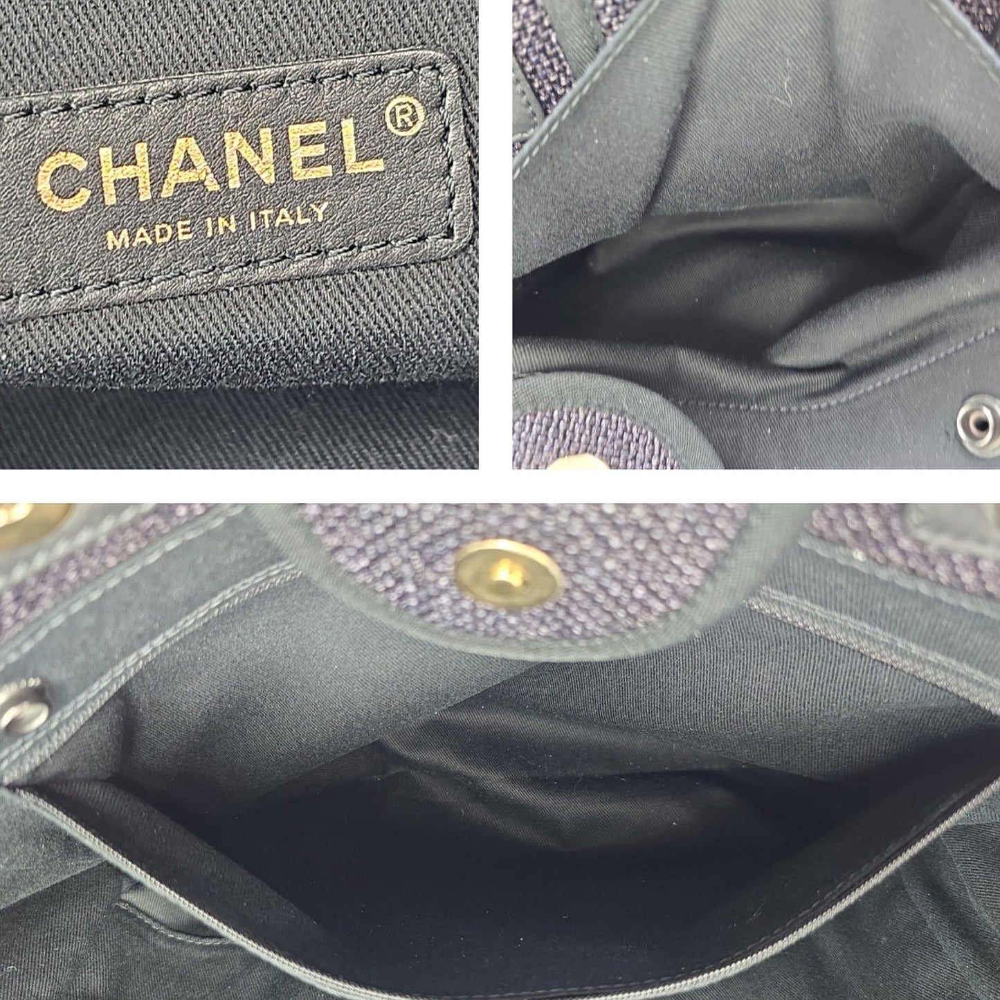 Chanel Woven Straw Raffia Medium Deauville Tote Black