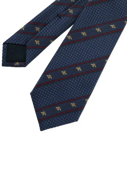 Gucci Bee Web Embroider Silk Tie Blue