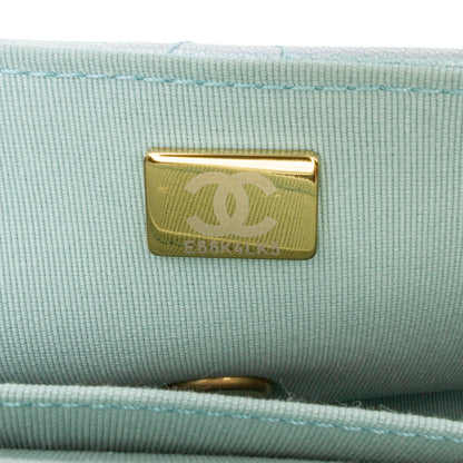 Blue Chanel CC Quilted Lambskin Top Handle Flap Satchel