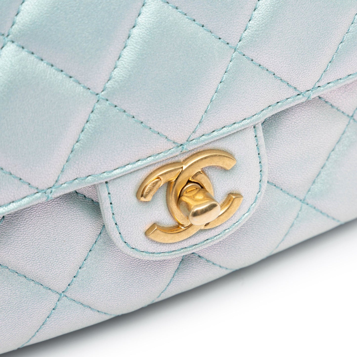 Blue Chanel CC Quilted Lambskin Top Handle Flap Satchel