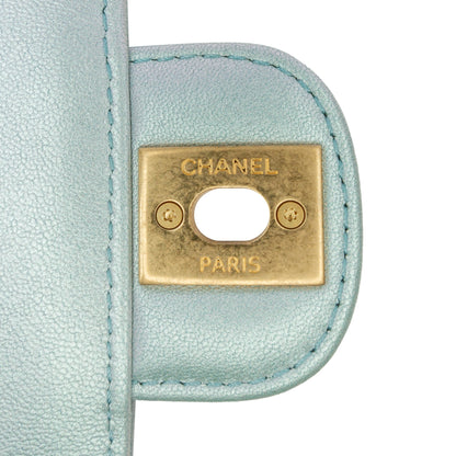 Blue Chanel CC Quilted Lambskin Top Handle Flap Satchel