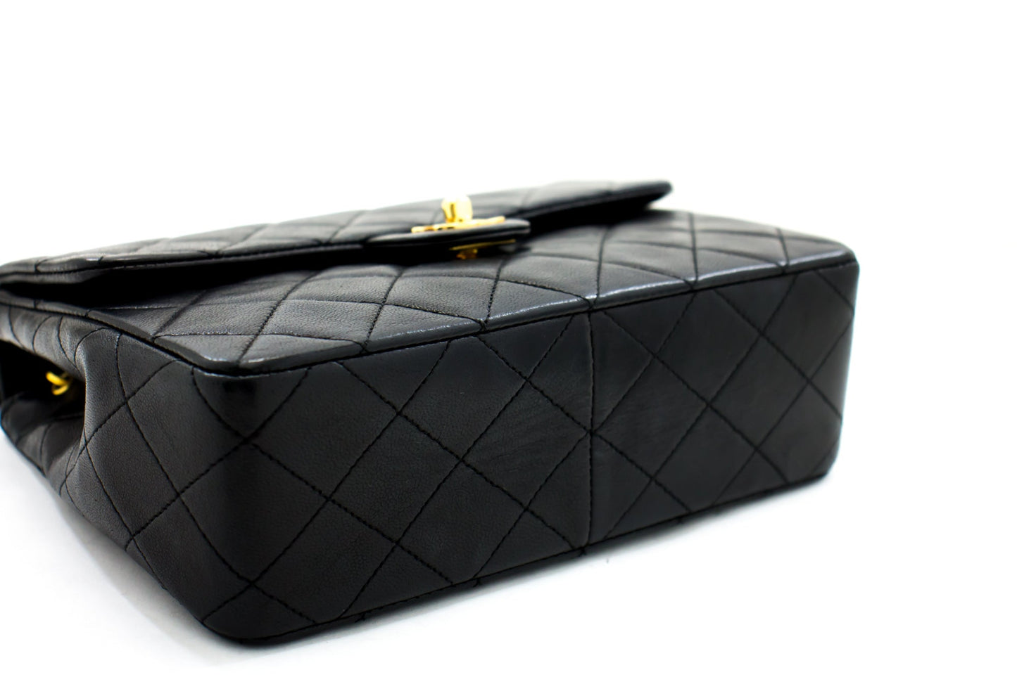 CHANEL Mini Square Small Chain Shoulder Bag Crossbody Black Quilt h30