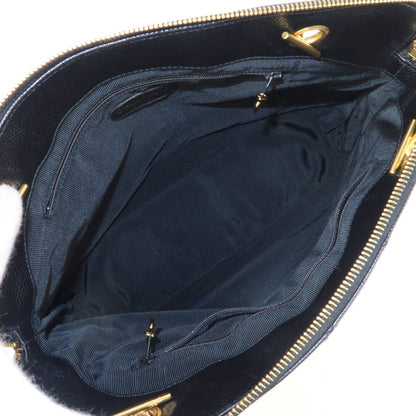 CHANEL Matelasse Caviar Skin Chain Tote Bag Shoulder Bag Black