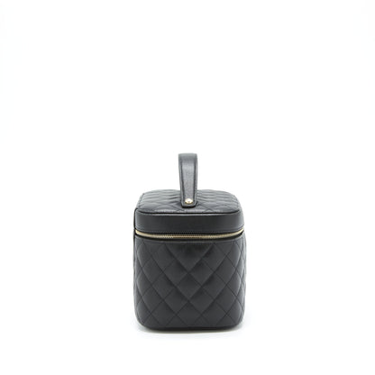 Chanel top handle vanity case caviar black with LGHW