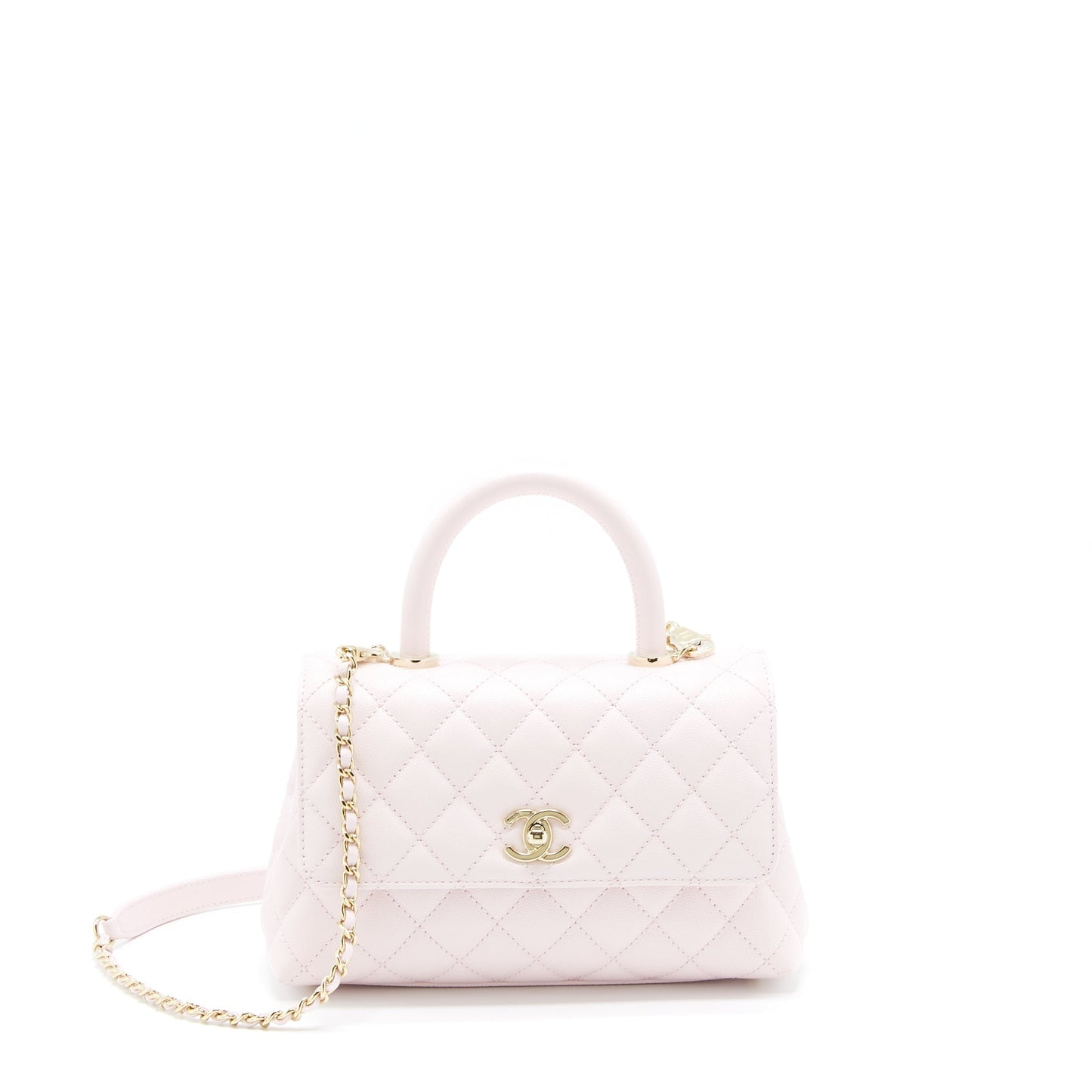 Chanel Small Coco Handle Caviar Light Pink NG750 LGHW(Microchip)