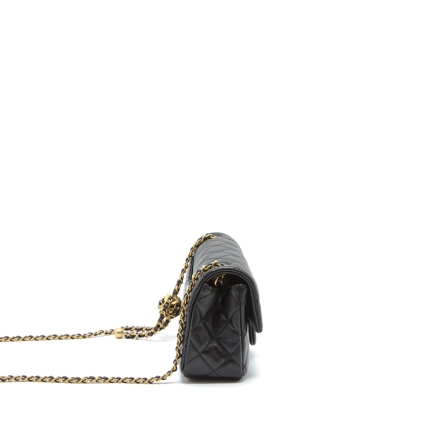 Chanel 22S Pearl Crush Mini Rectangular Flap Bag Lambskin Black GHW (Microchip)