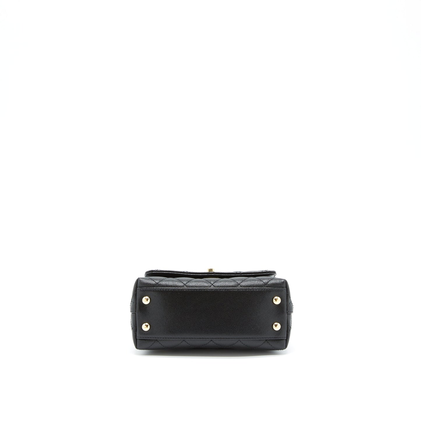 Chanel Mini Coco Handle Flap Bag Caviar Black With Burgundy Handle LGHW