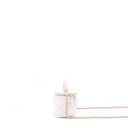Chanel 22P Top Handle Mini Vanity With Chain Lambskin Light Pink LGHW