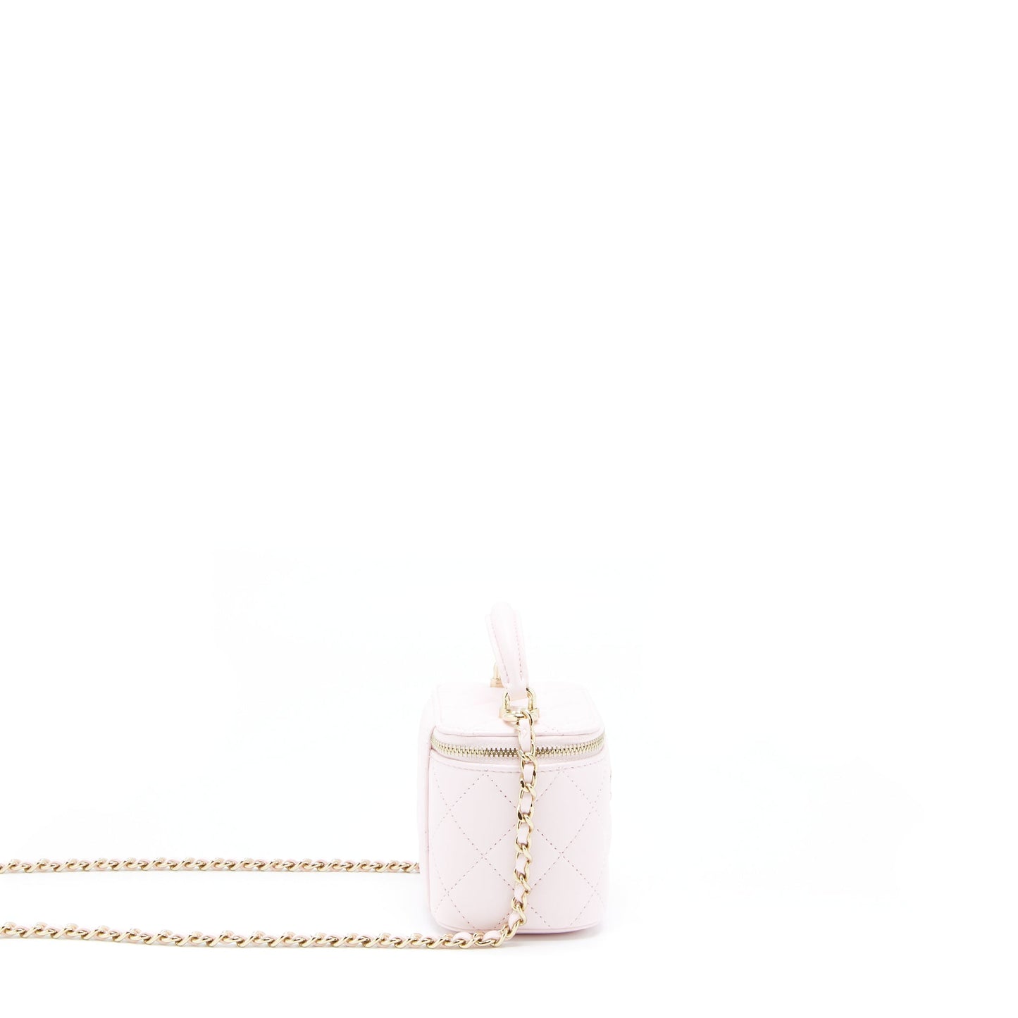 Chanel 22P Top Handle Mini Vanity With Chain Lambskin Light Pink LGHW