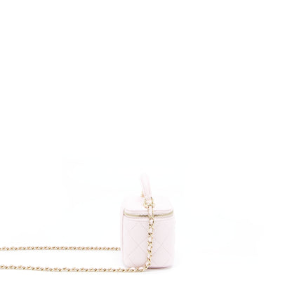 Chanel 22P Top Handle Mini Vanity With Chain Lambskin Light Pink LGHW