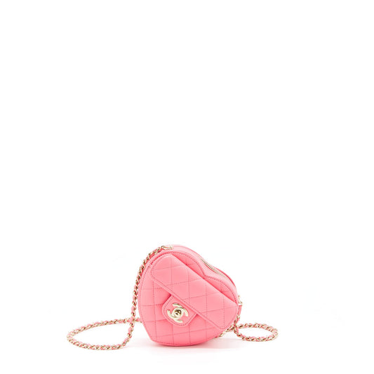 Chanel 22S Small Heart Bag Lambskin Pink LGHW