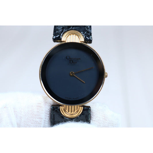 Good ( Rank AB) Dior Leather Quartz Watch BlackS24062407