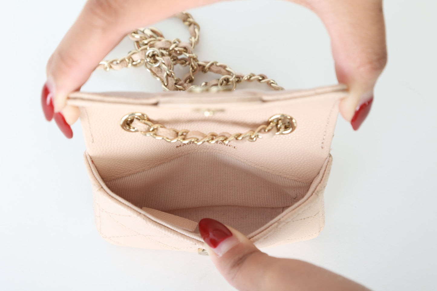 Chanel Caviar 22C Beige Cardholder Belt Bag