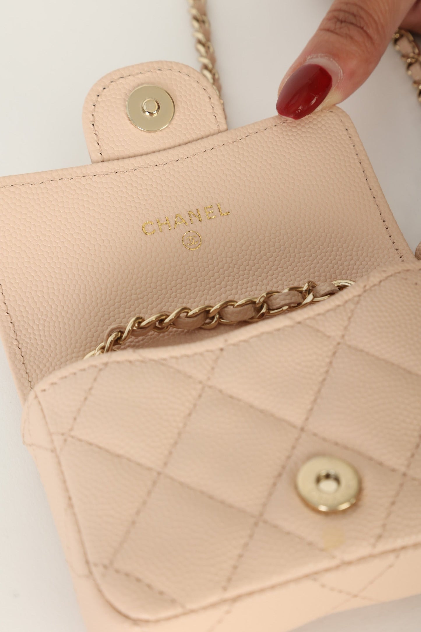 Chanel Caviar 22C Beige Cardholder Belt Bag