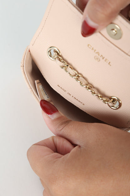 Chanel Caviar 22C Beige Cardholder Belt Bag